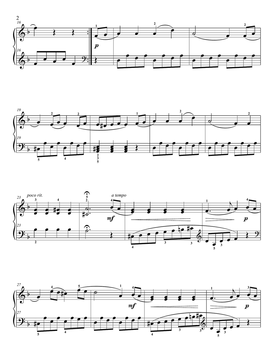Lichner Sonatina in F Major Op.4, No.2, 1st movement Easy Piano scores gallery preview page 2