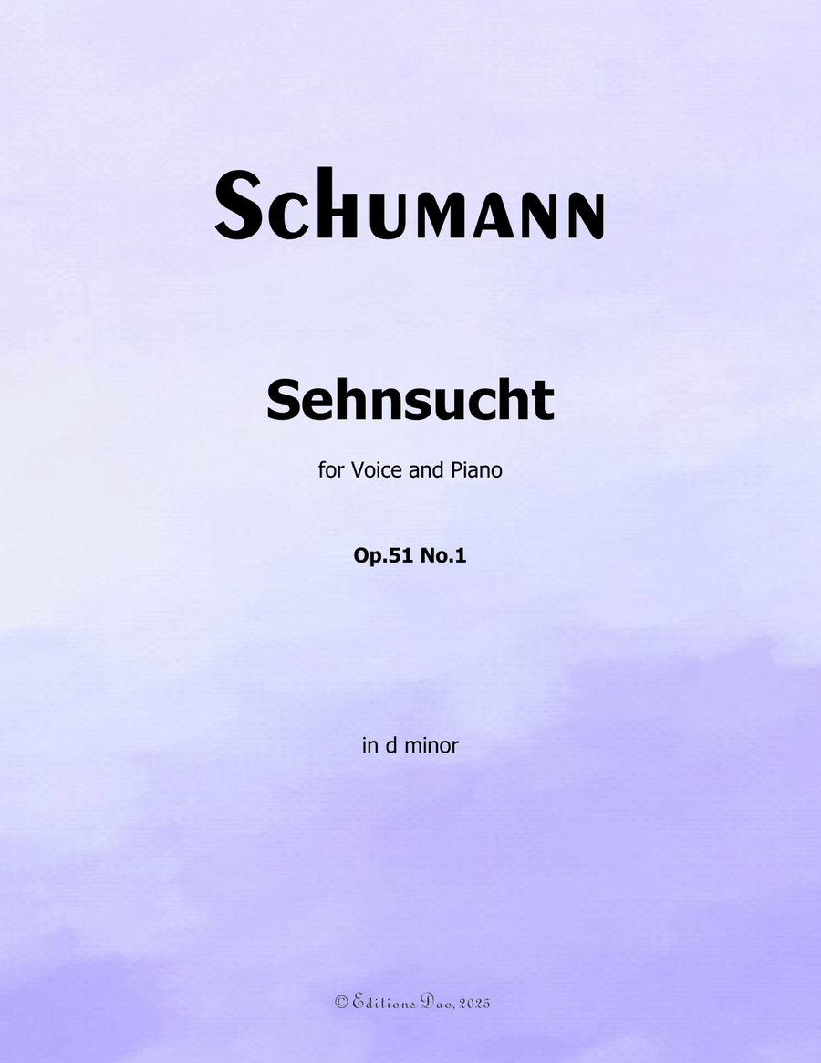 Sehnsucht, by Schumann, Op.51 No.1, in d minor Piano, Vocal scores gallery preview page 1