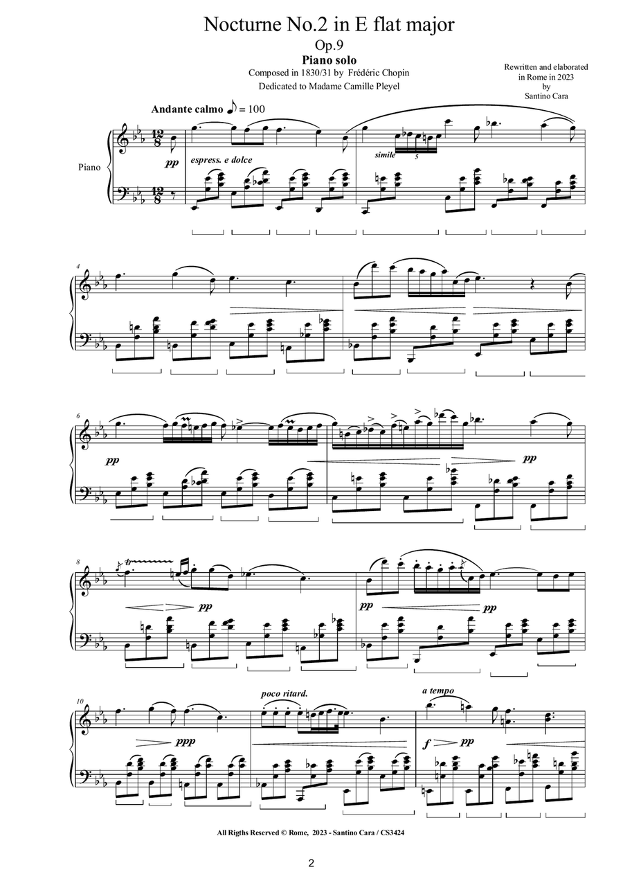 Chopin - Nocturne No.2 in E flat major Op.9 for Piano Piano Solo scores gallery preview page 2