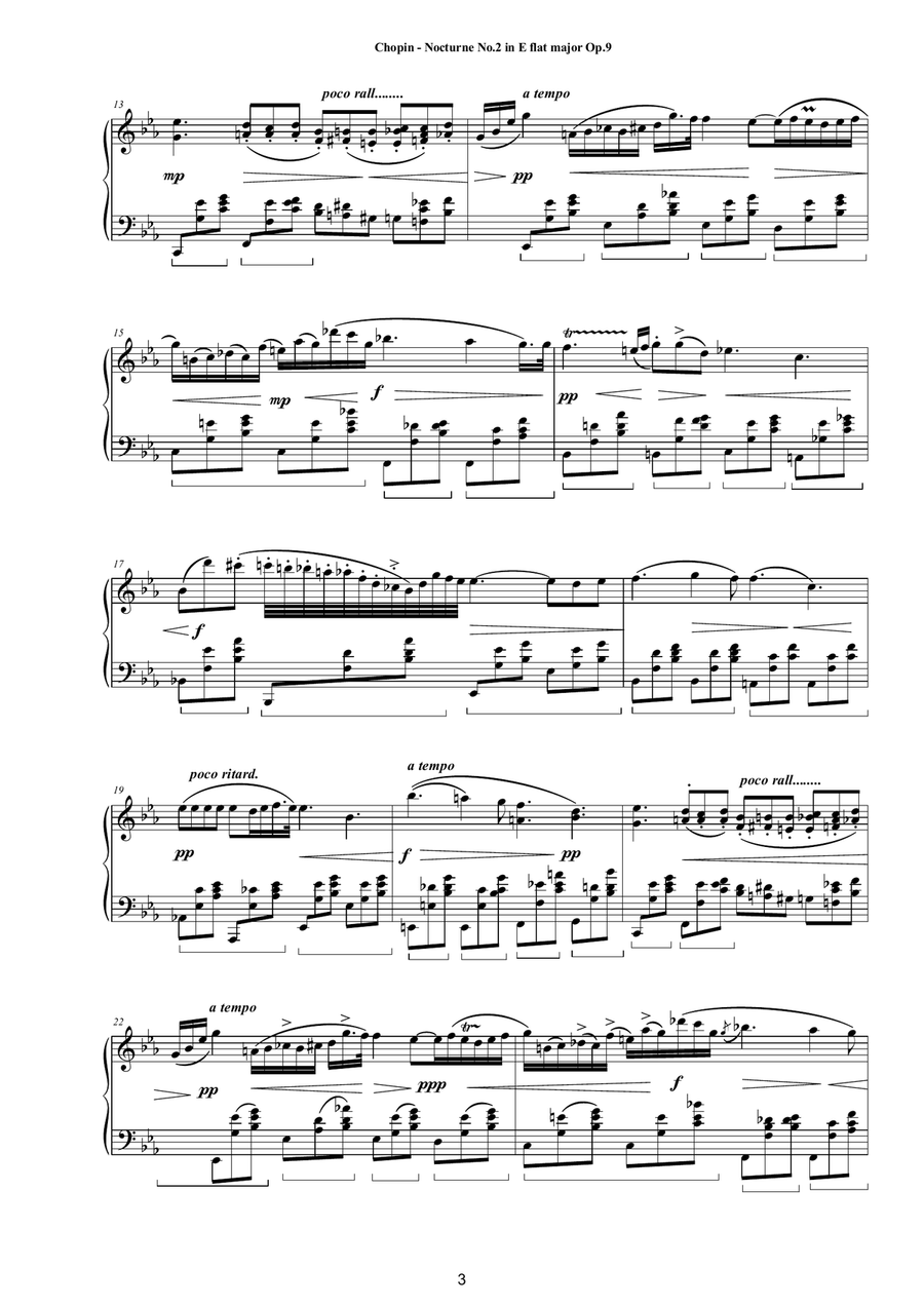 Chopin - Nocturne No.2 in E flat major Op.9 for Piano Piano Solo scores gallery preview page 3