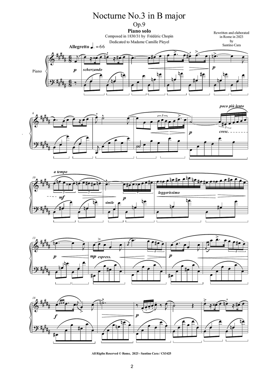 Chopin - Nocturne No.3 in B major Op.9 for Piano Piano Solo scores gallery preview page 2