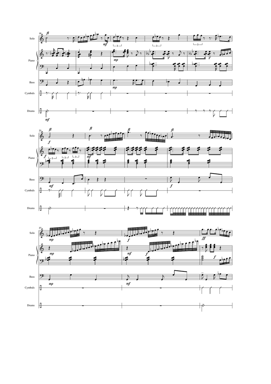 David Solomons : Jam Fancy for tenor recorder with piano, bass and 3 percussion Small Ensemble scores gallery preview page 3