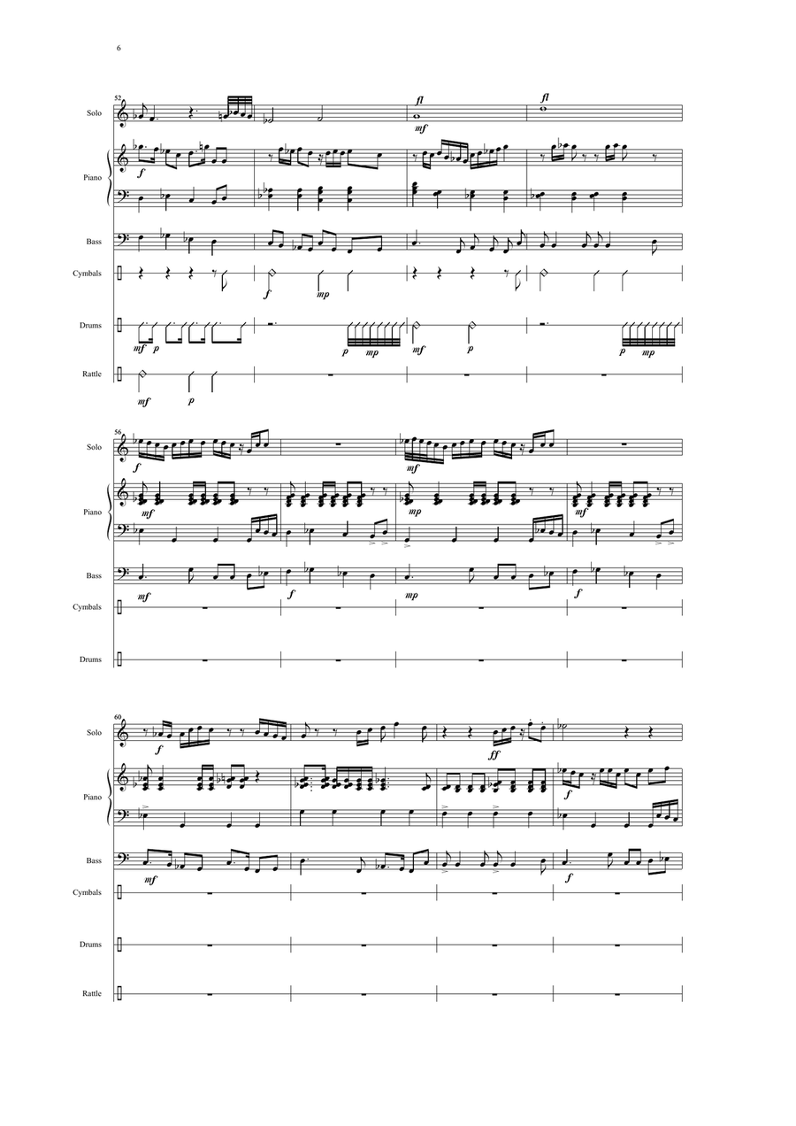 David Solomons : Jam Fancy for tenor recorder with piano, bass and 3 percussion Small Ensemble scores gallery preview page 6