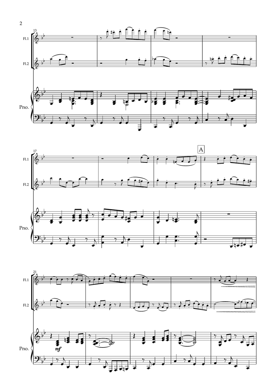 Varadero. A Modern Cha-Cha for Flute Duet and Piano. Flute Duet scores gallery preview page 3