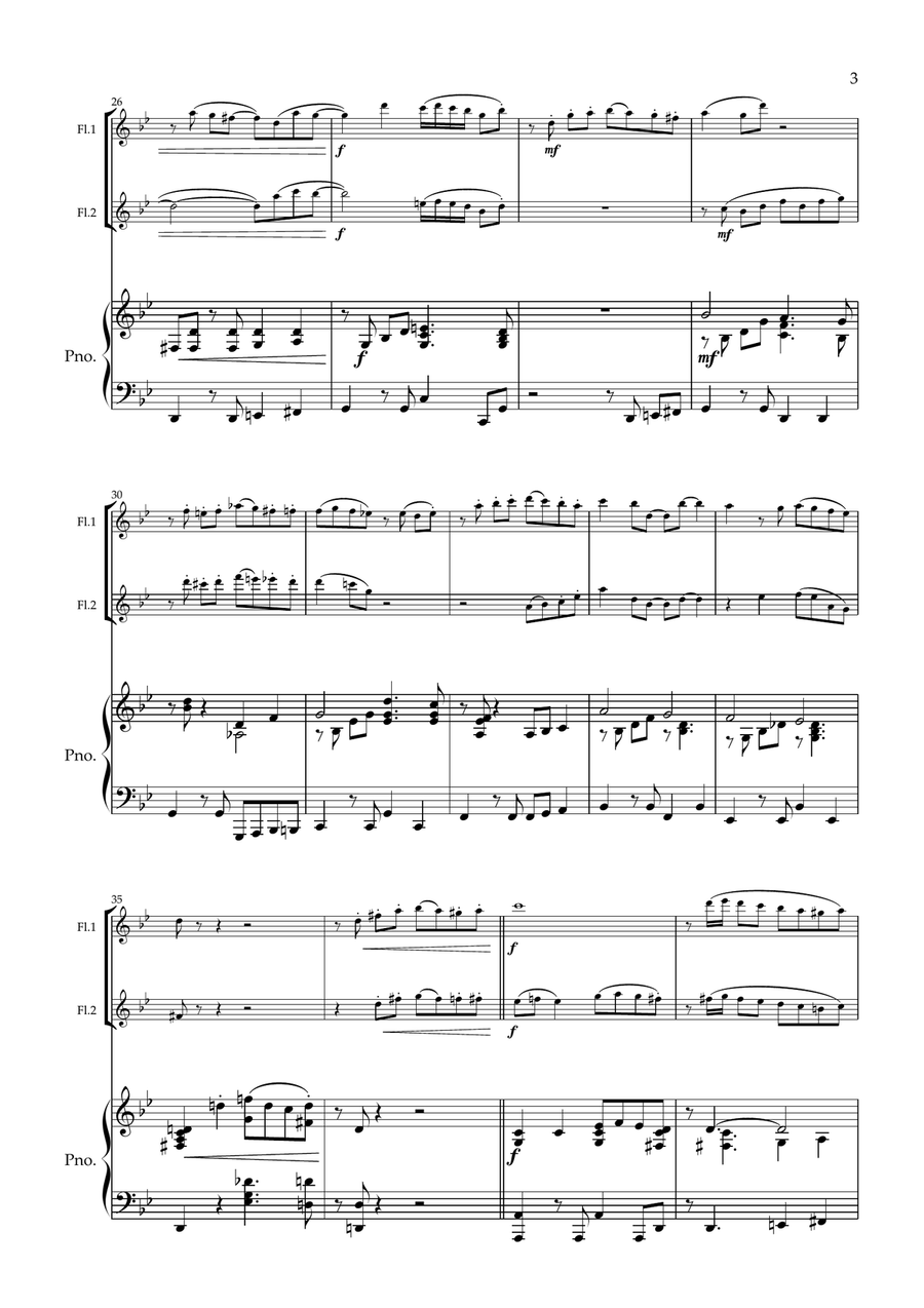 Varadero. A Modern Cha-Cha for Flute Duet and Piano. Flute Duet scores gallery preview page 4