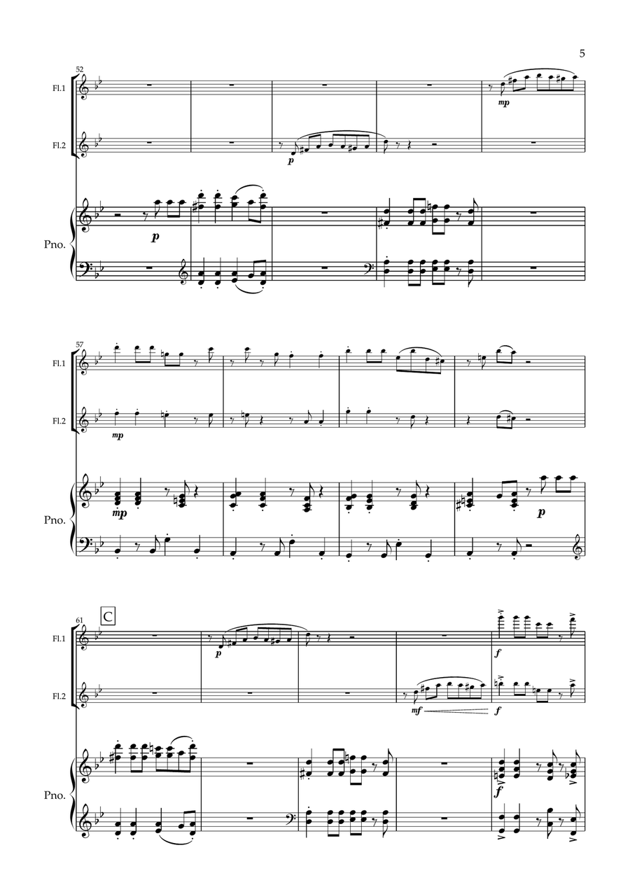 Varadero. A Modern Cha-Cha for Flute Duet and Piano. Flute Duet scores gallery preview page 6