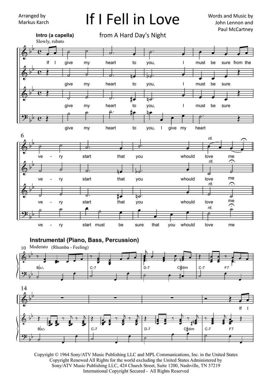 If I Fell If I Fell Choir scores gallery preview page 1