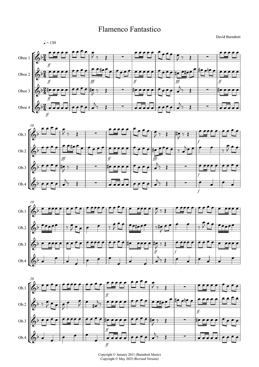 Flamenco Fantastico! for Oboe Quartet Woodwind Quartet scores gallery preview page 1