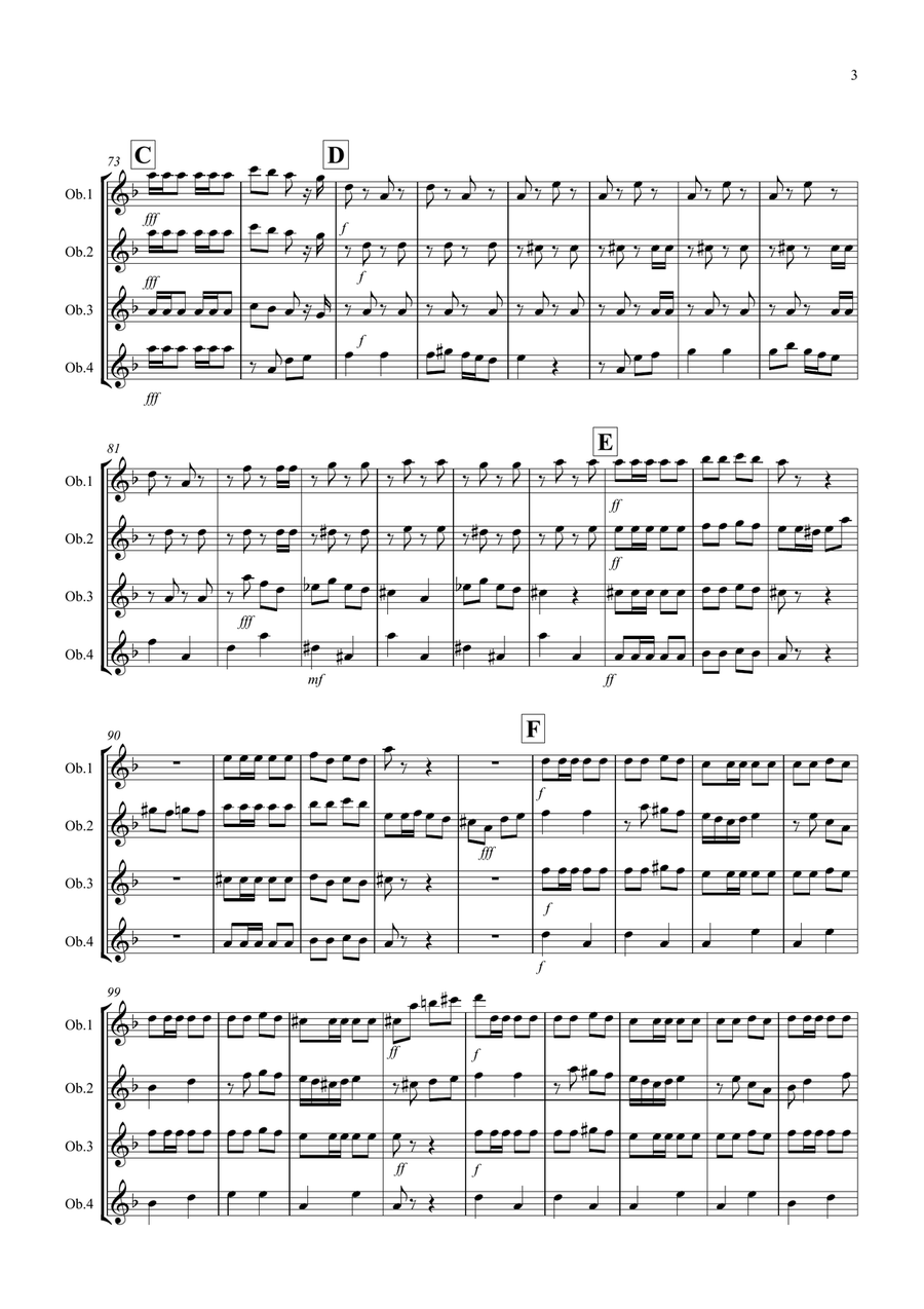 Flamenco Fantastico! for Oboe Quartet Woodwind Quartet scores gallery preview page 3