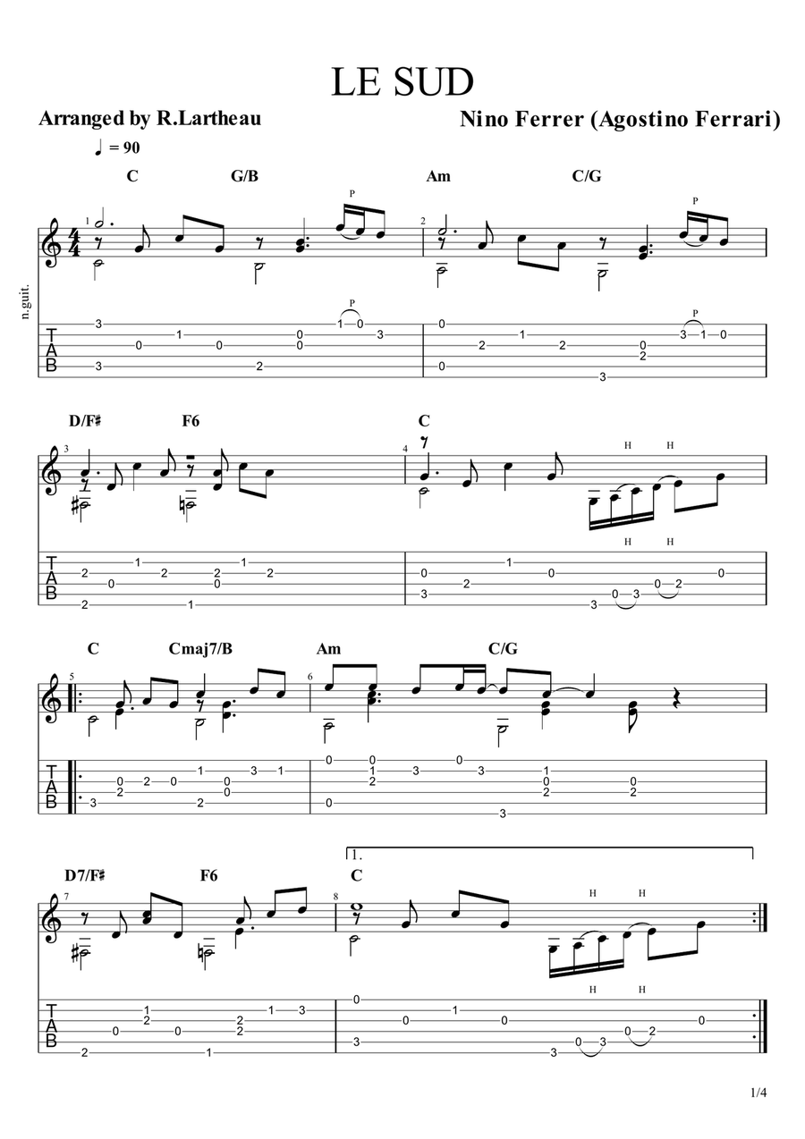 Le Sud Le Sud Acoustic Guitar scores gallery preview page 1