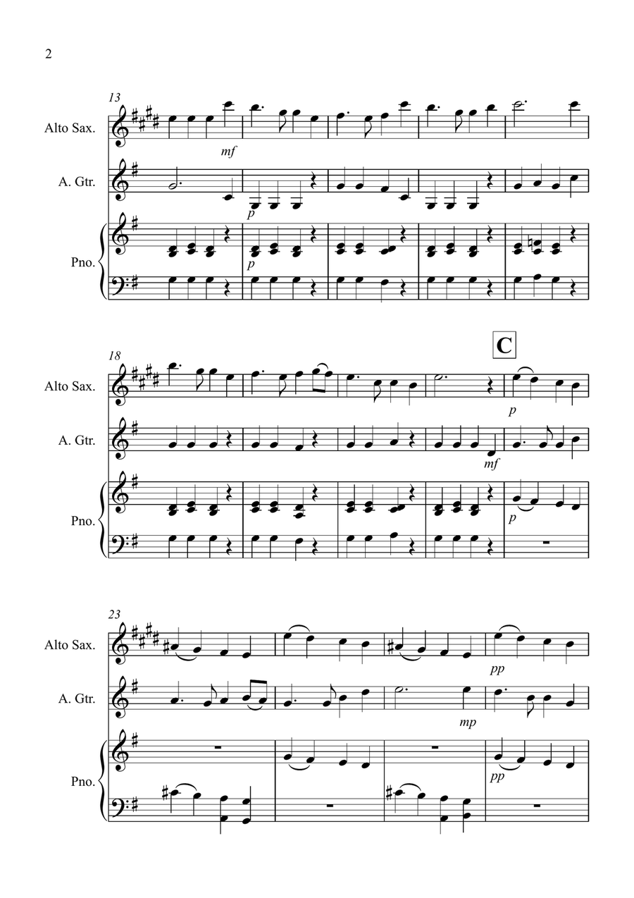 Auld Lang Syne for Alto Saxophone and Guitar Duet Alto Saxophone scores gallery preview page 2
