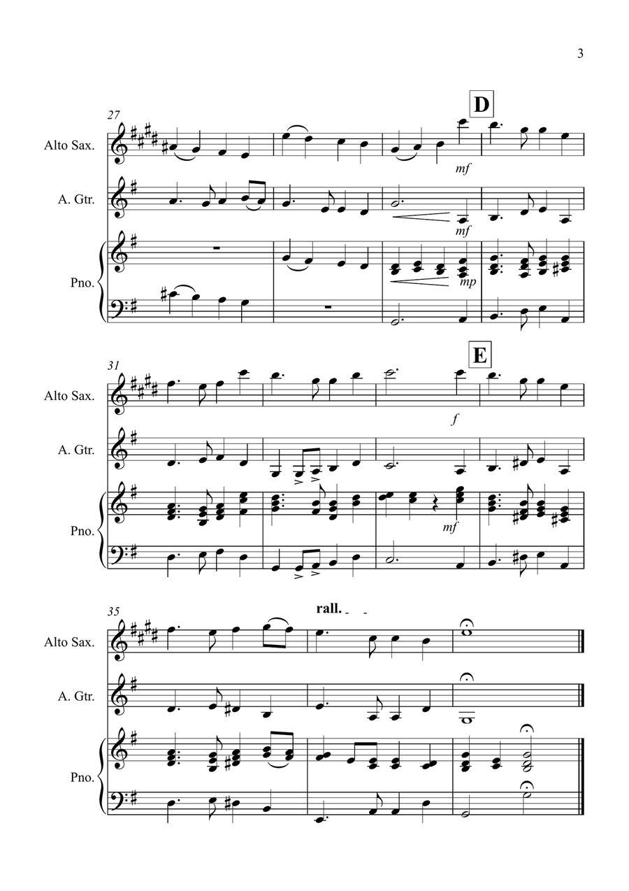Auld Lang Syne for Alto Saxophone and Guitar Duet Alto Saxophone scores gallery preview page 3