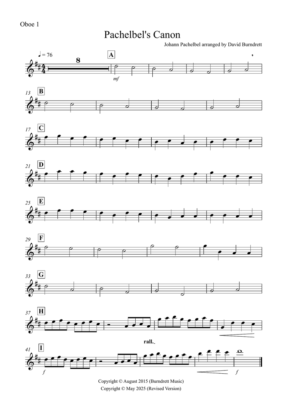 Pachelbel's Canon for Oboe Quartet Woodwind Quartet scores gallery preview page 3