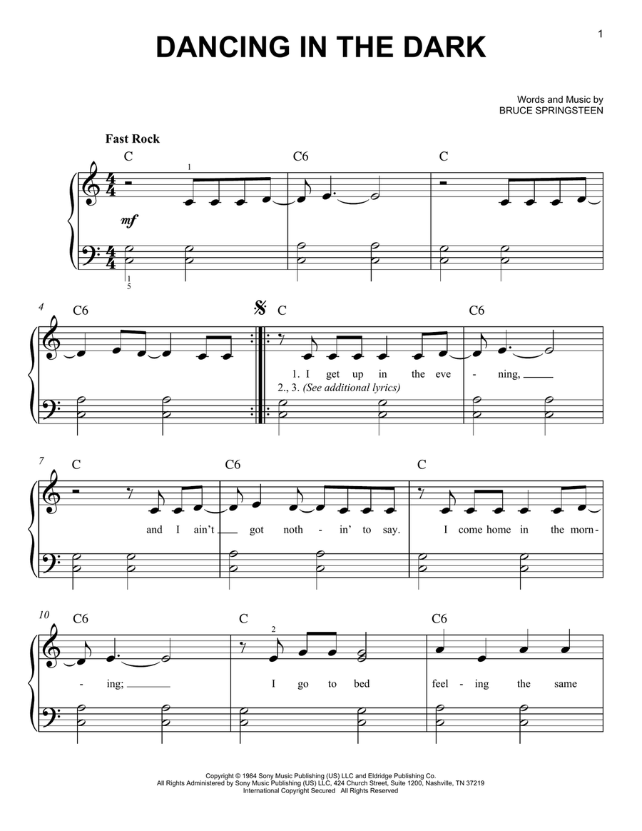 Dancing In The Dark Dancing In The Dark Easy Piano scores gallery preview page 1