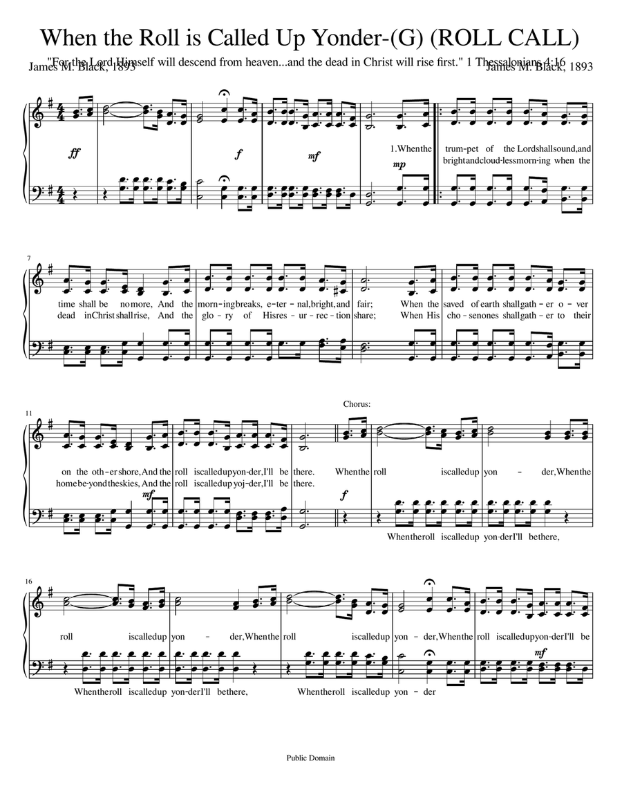 When the Roll is Called Up Yonder A Cappella scores gallery preview page 1