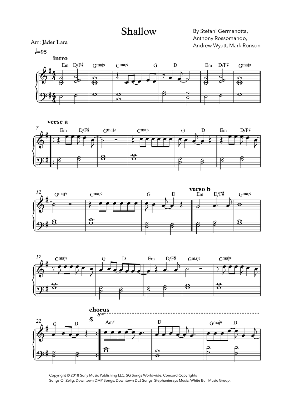 Shallow Easy Piano scores gallery preview page 1