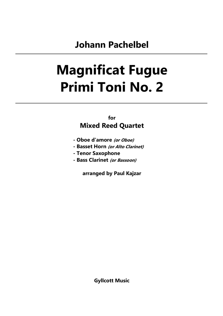 Magnificat Fugue Primi Toni No. 2 (Mixed Reed Quartet) Woodwind Quartet scores gallery preview page 1
