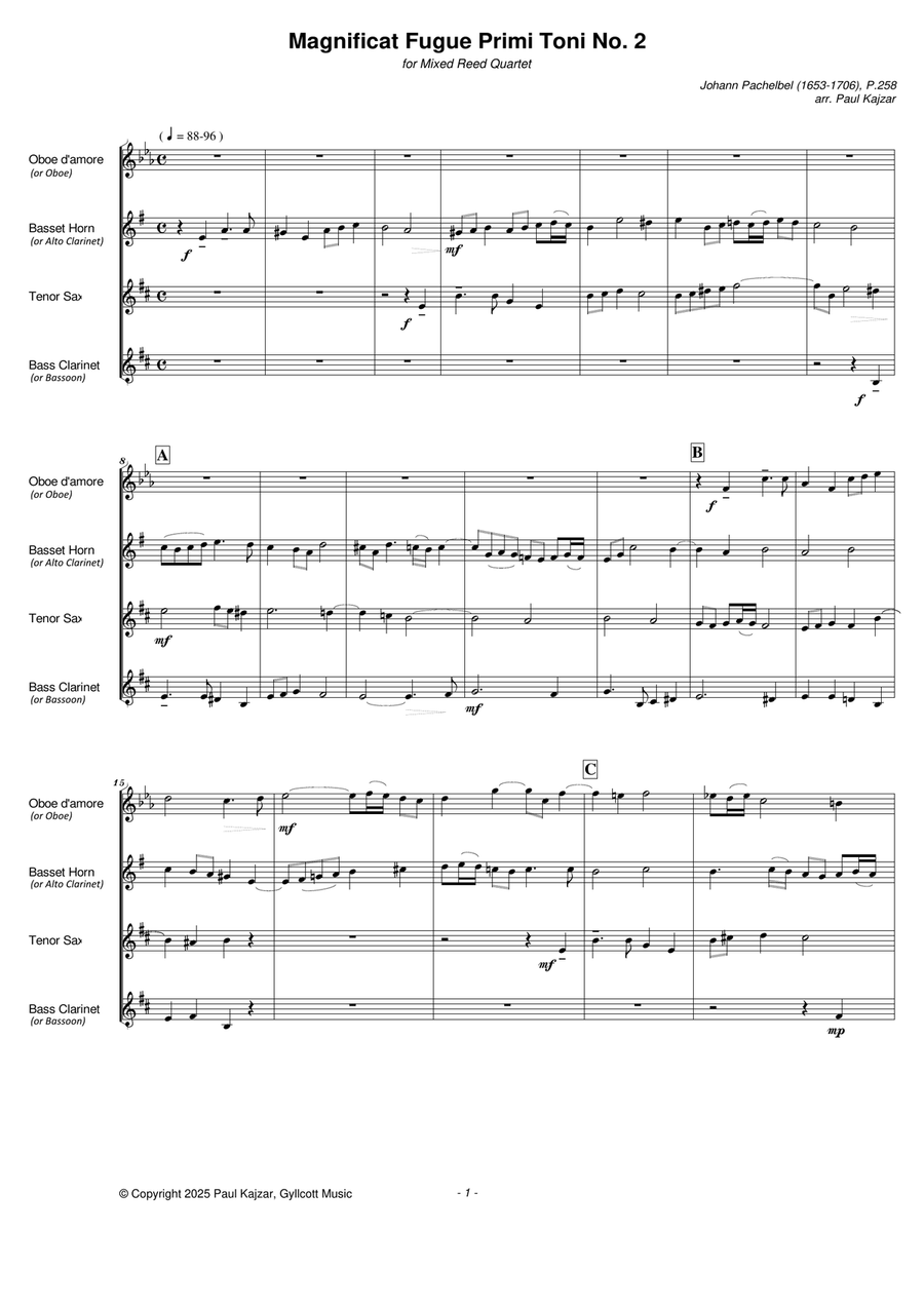Magnificat Fugue Primi Toni No. 2 (Mixed Reed Quartet) Woodwind Quartet scores gallery preview page 3
