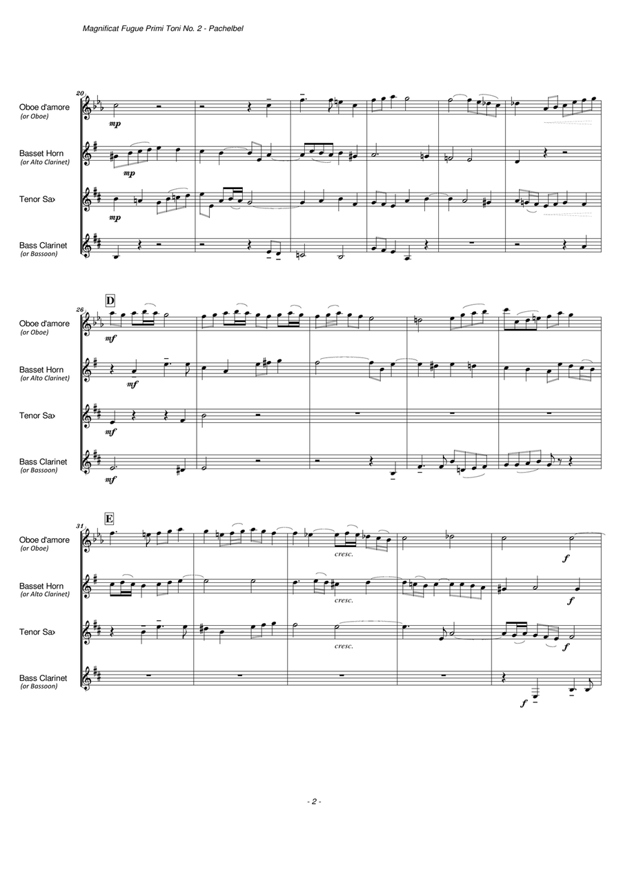 Magnificat Fugue Primi Toni No. 2 (Mixed Reed Quartet) Woodwind Quartet scores gallery preview page 4