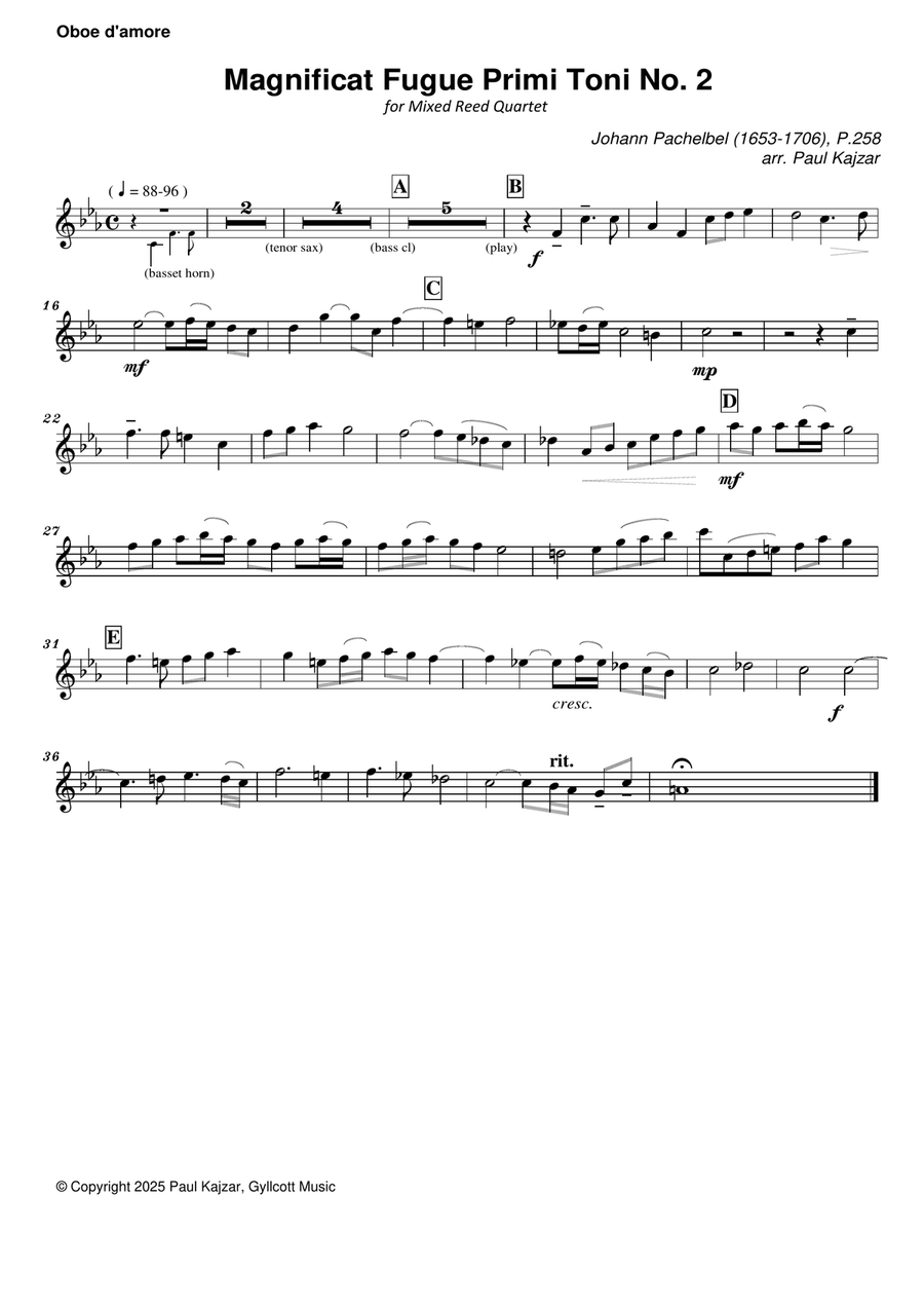 Magnificat Fugue Primi Toni No. 2 (Mixed Reed Quartet) Woodwind Quartet scores gallery preview page 6
