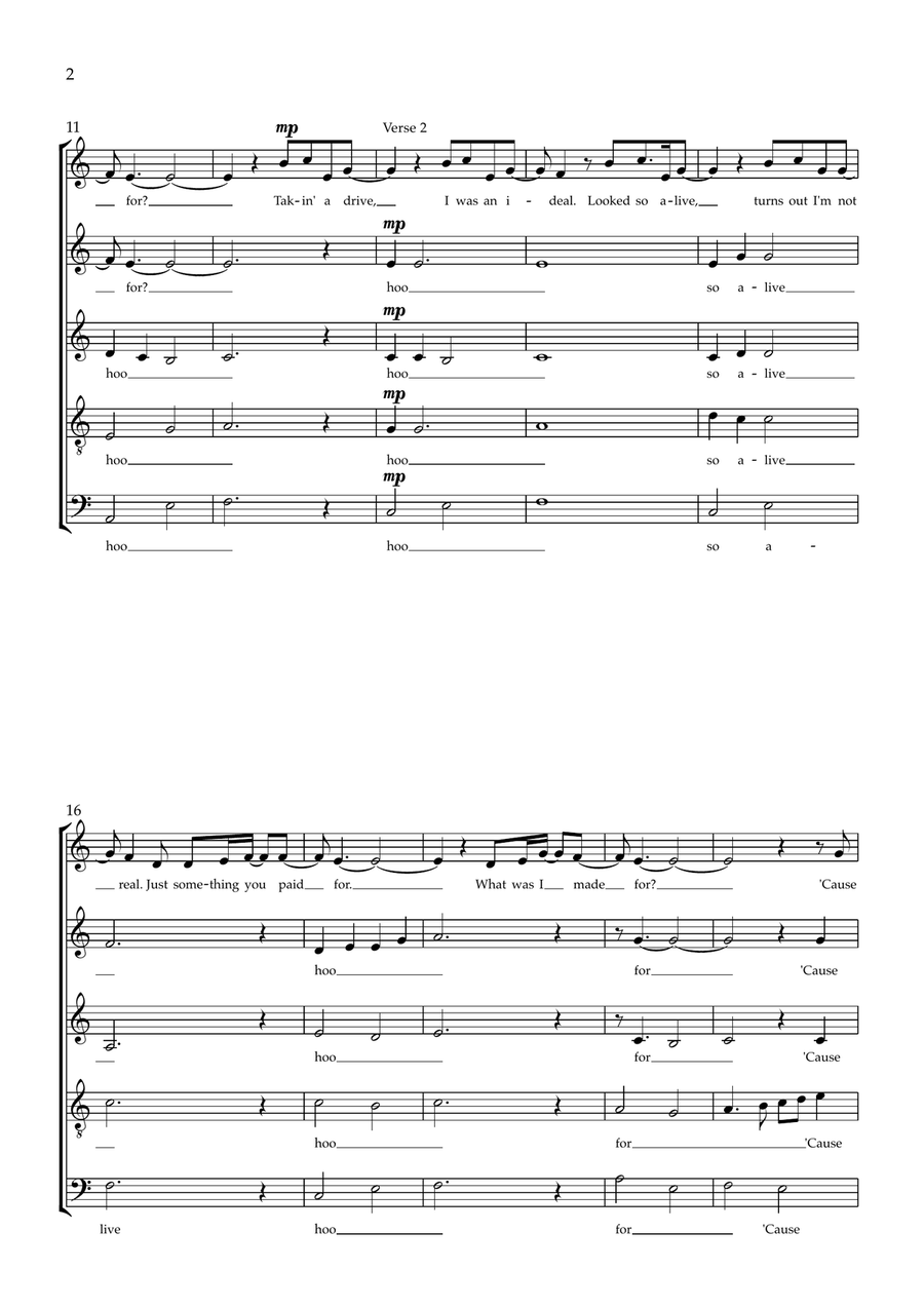 What Was I Made For? What Was I Made For? Choir scores gallery preview page 2