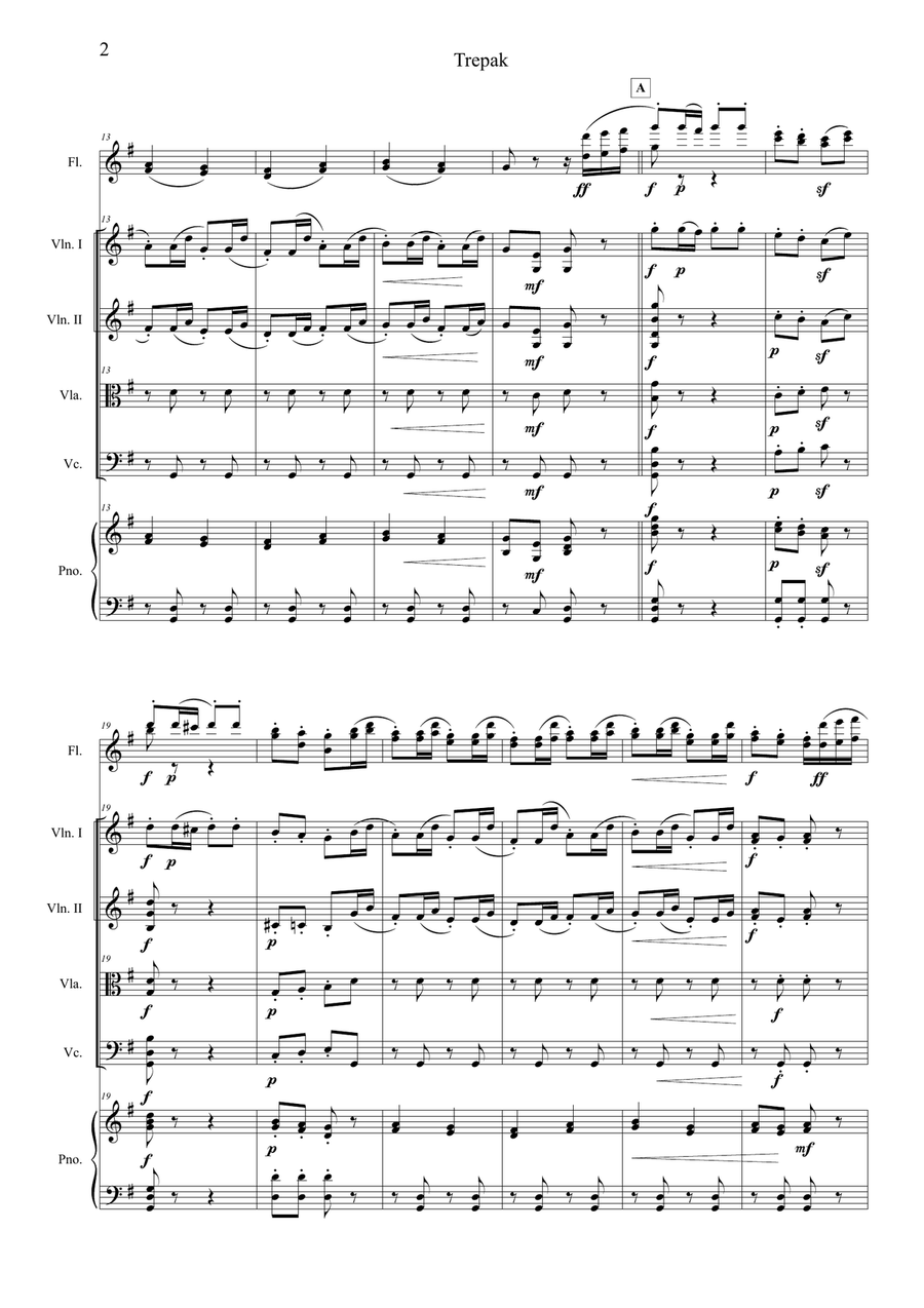 Trepak (from The Nutcracker) – for Flute Duo, String Quartet & Piano Large Ensemble scores gallery preview page 2