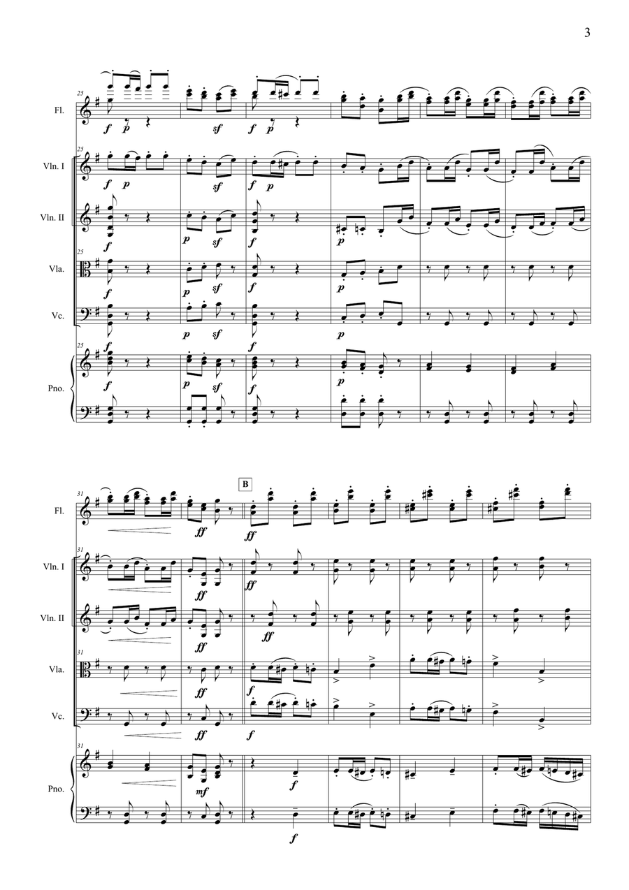 Trepak (from The Nutcracker) – for Flute Duo, String Quartet & Piano Large Ensemble scores gallery preview page 3