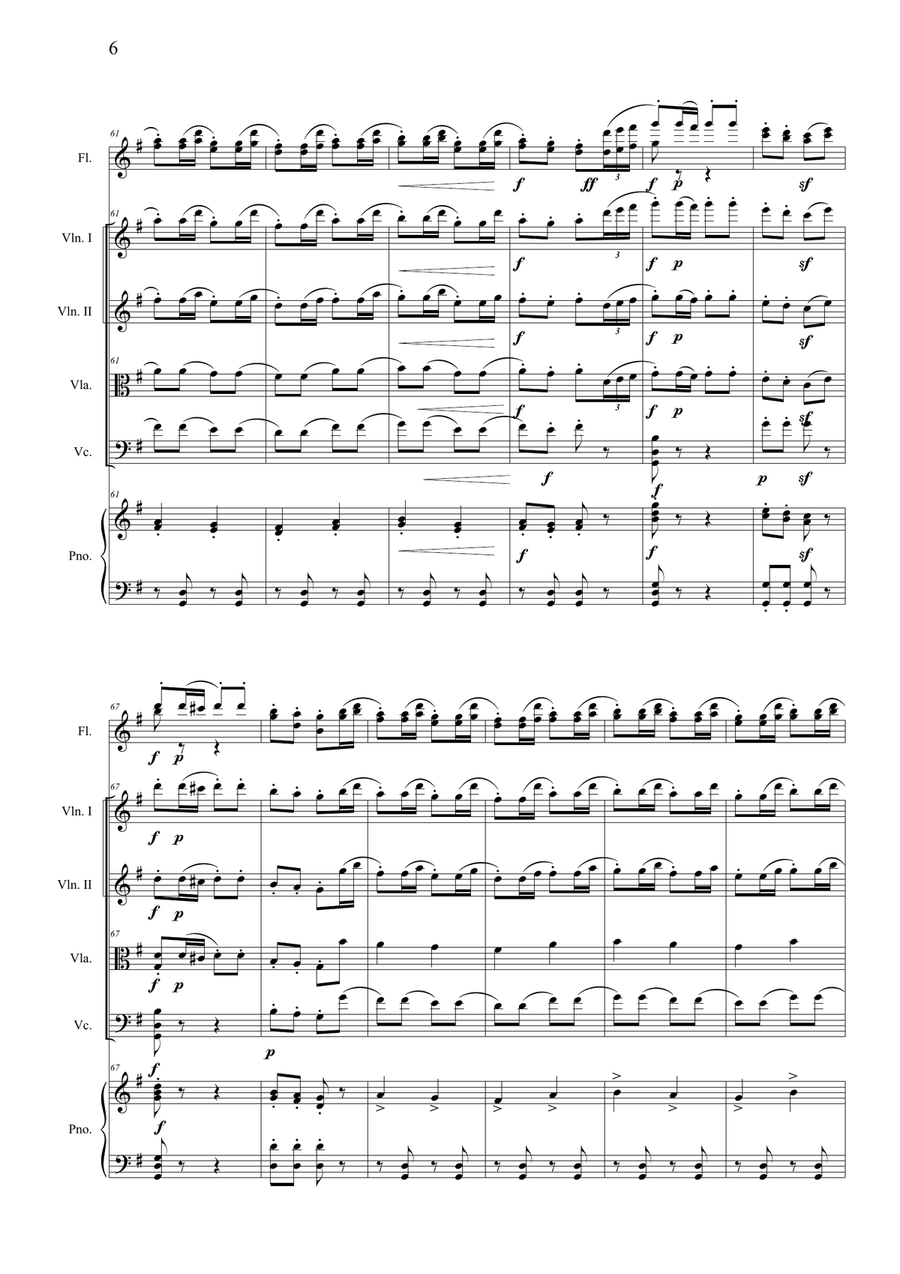Trepak (from The Nutcracker) – for Flute Duo, String Quartet & Piano Large Ensemble scores gallery preview page 6