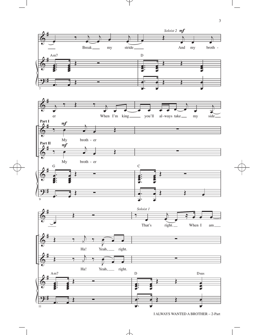 I Always Wanted A Brother (from Mufasa) (arr. Mark Brymer) 2-Part scores gallery preview page 2