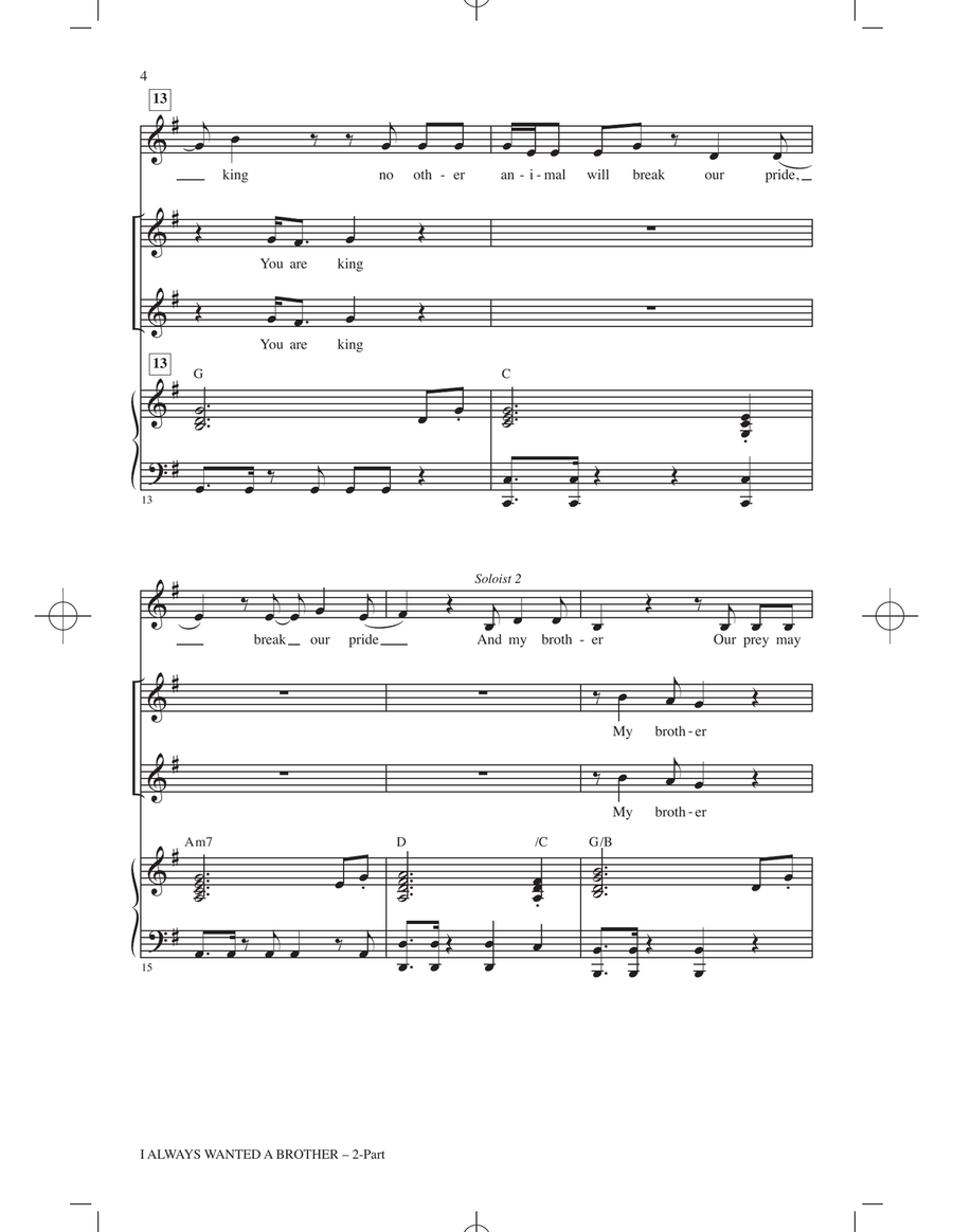 I Always Wanted A Brother (from Mufasa) (arr. Mark Brymer) 2-Part scores gallery preview page 3