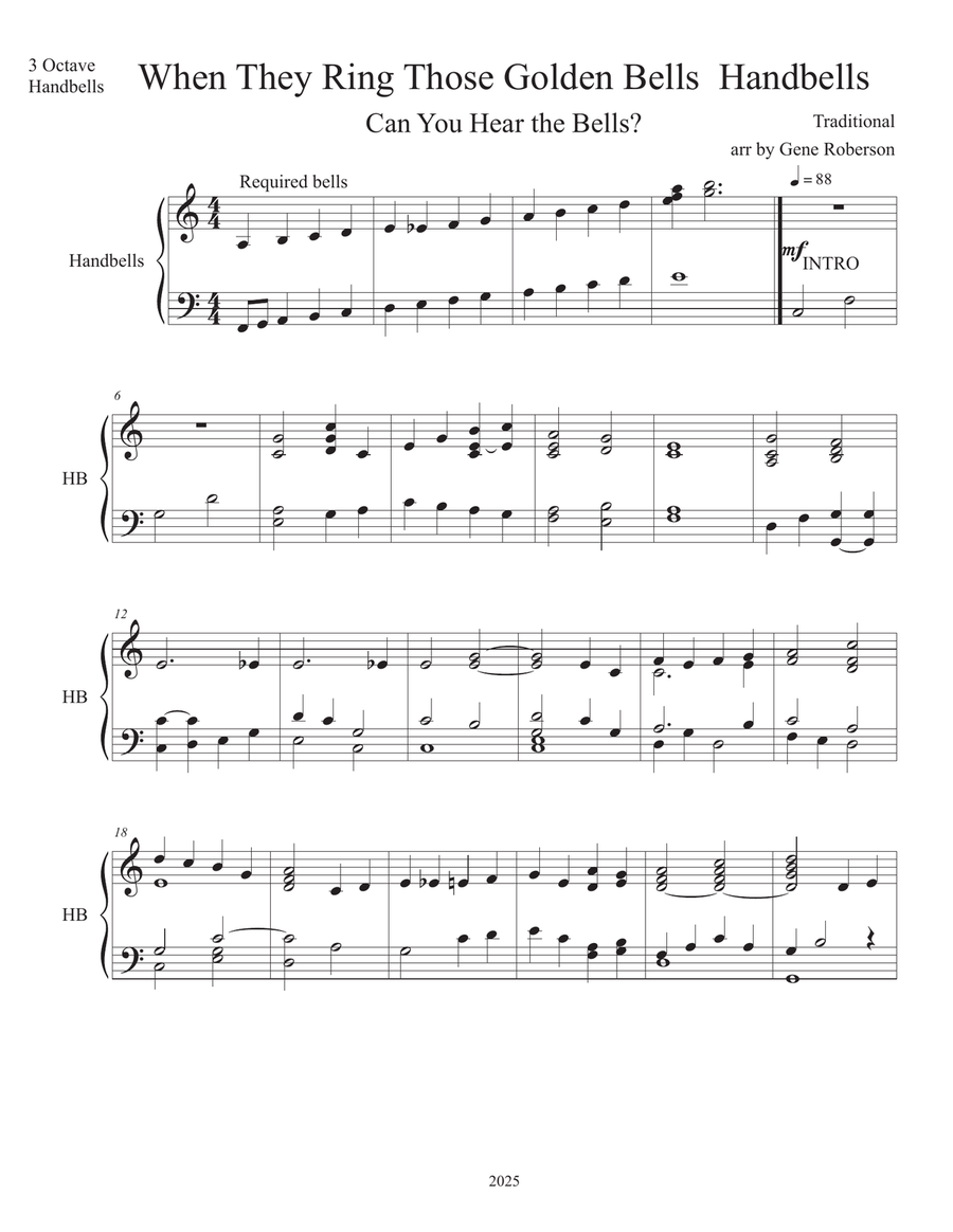 When They Ring Those Golden Bells for You and Me Handbells Handbell Choir scores gallery preview page 2