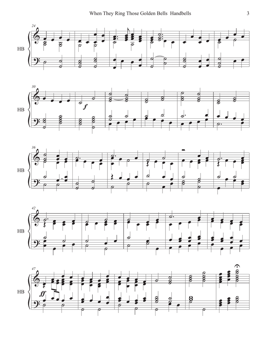 When They Ring Those Golden Bells for You and Me Handbells Handbell Choir scores gallery preview page 3