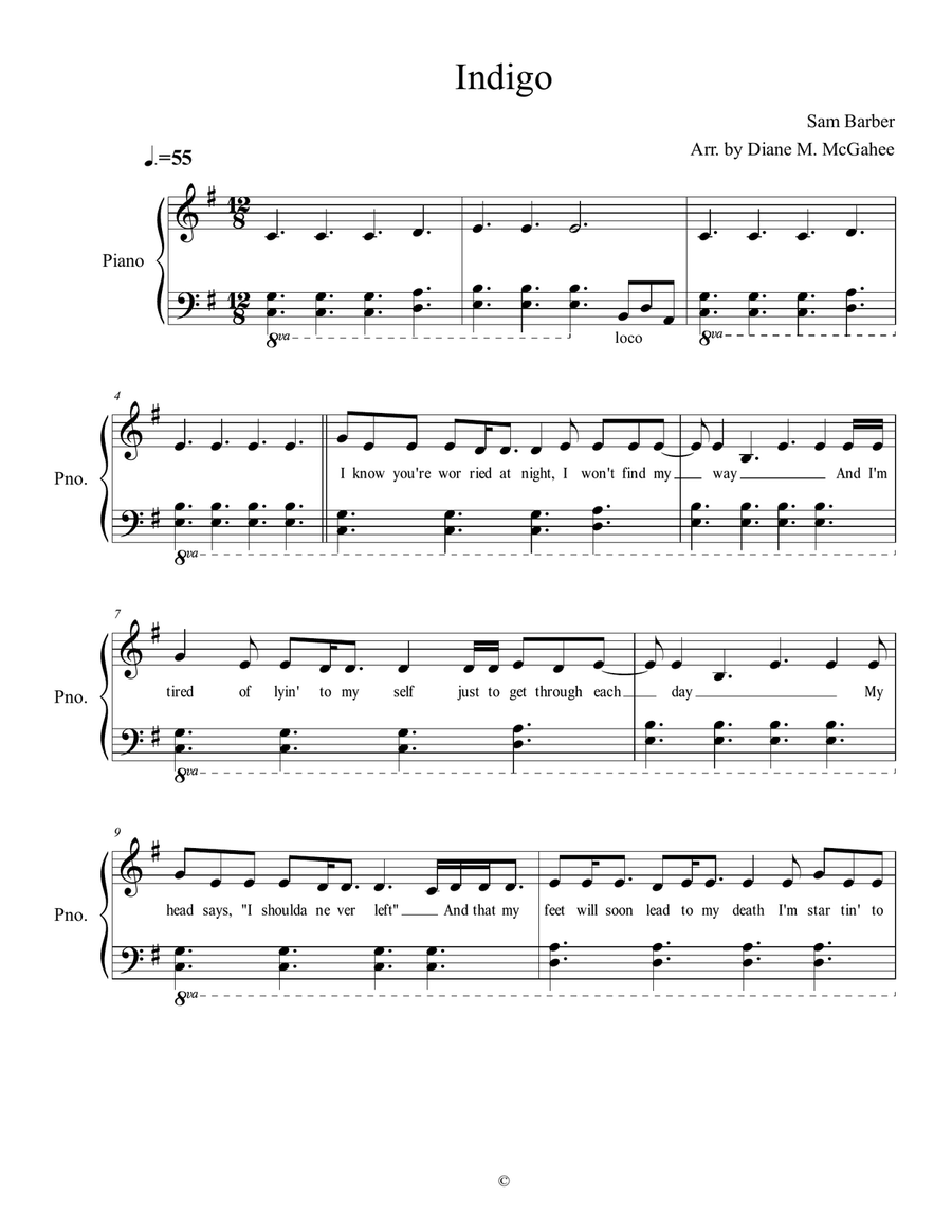 Indigo Indigo Piano, Vocal scores gallery preview page 1