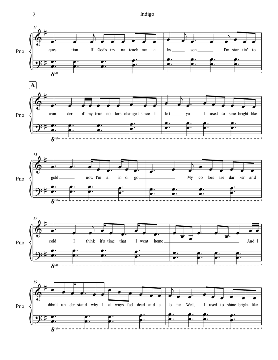 Indigo Indigo Piano, Vocal scores gallery preview page 2