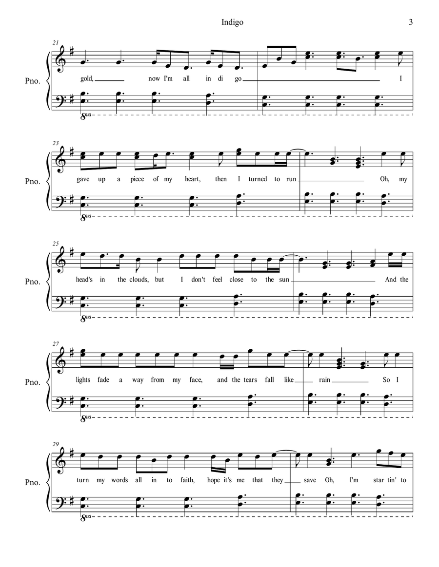 Indigo Indigo Piano, Vocal scores gallery preview page 3