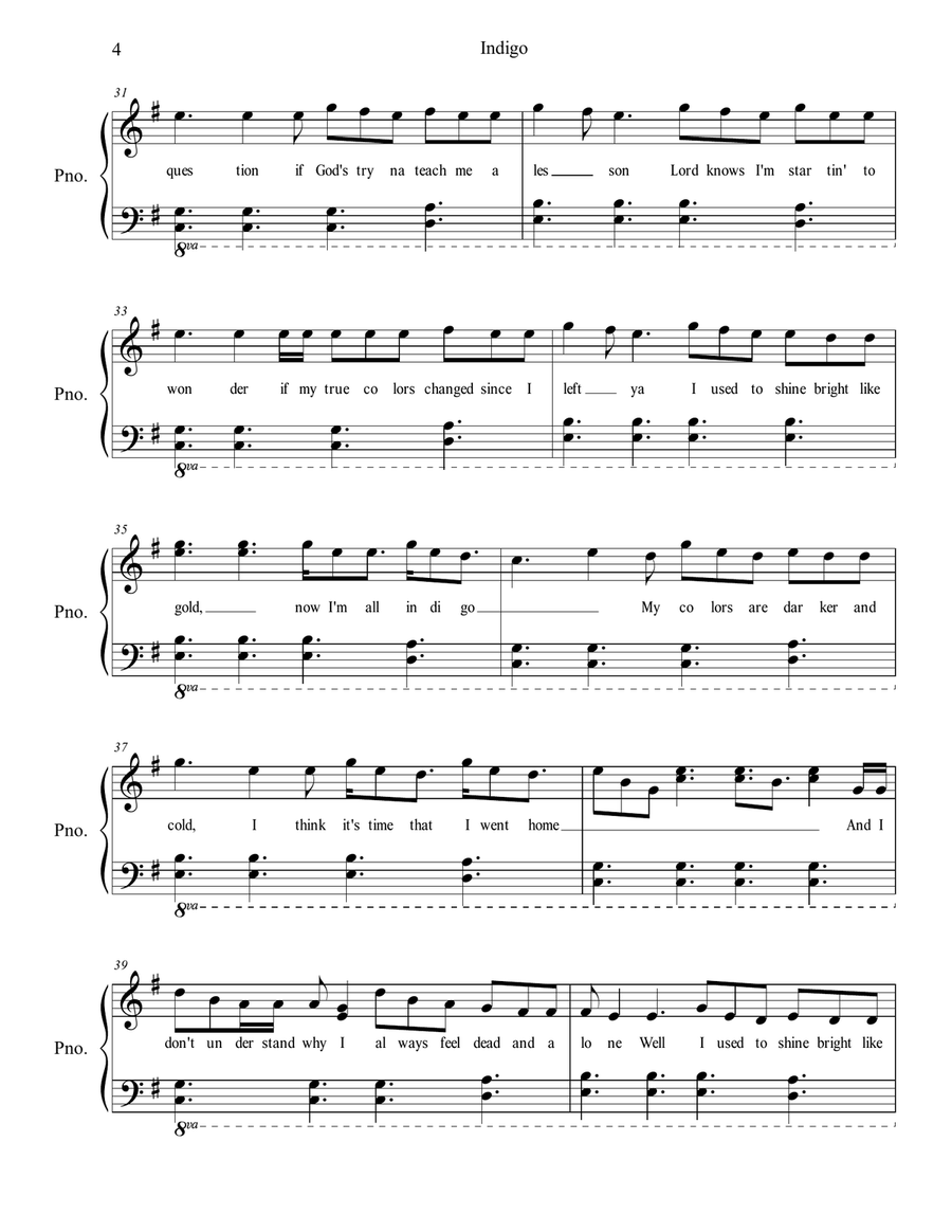 Indigo Indigo Piano, Vocal scores gallery preview page 4