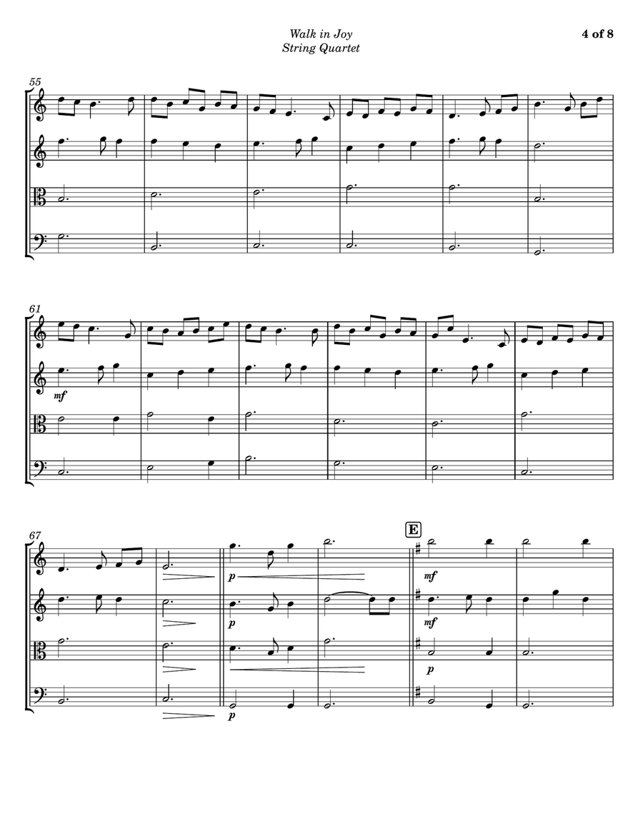 Walk In Joy String Quartet scores gallery preview page 4