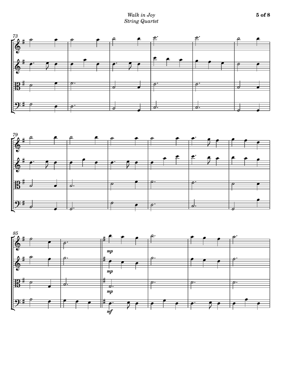 Walk In Joy String Quartet scores gallery preview page 5