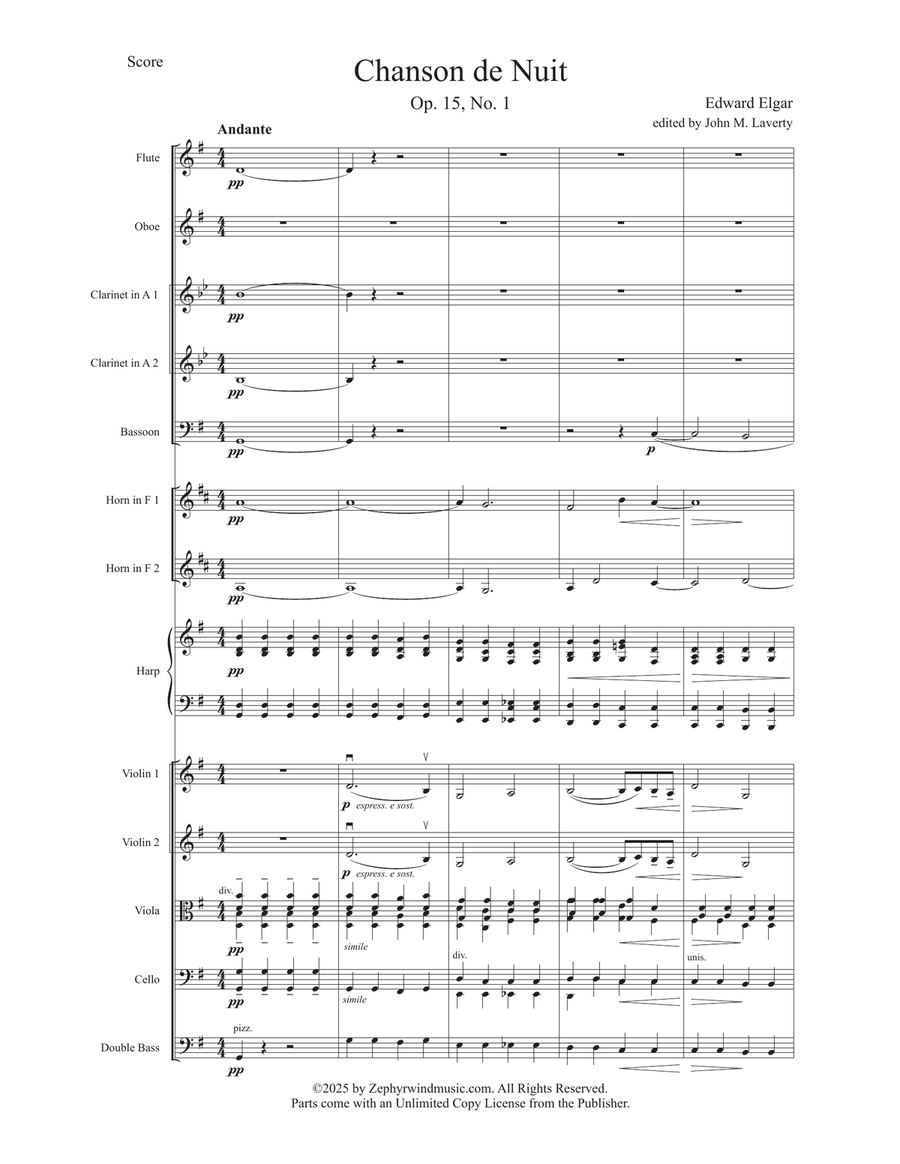 Chanson Op. 15, No.1 de Nuit & No. 2 de Matin Full Orchestra scores gallery preview page 4