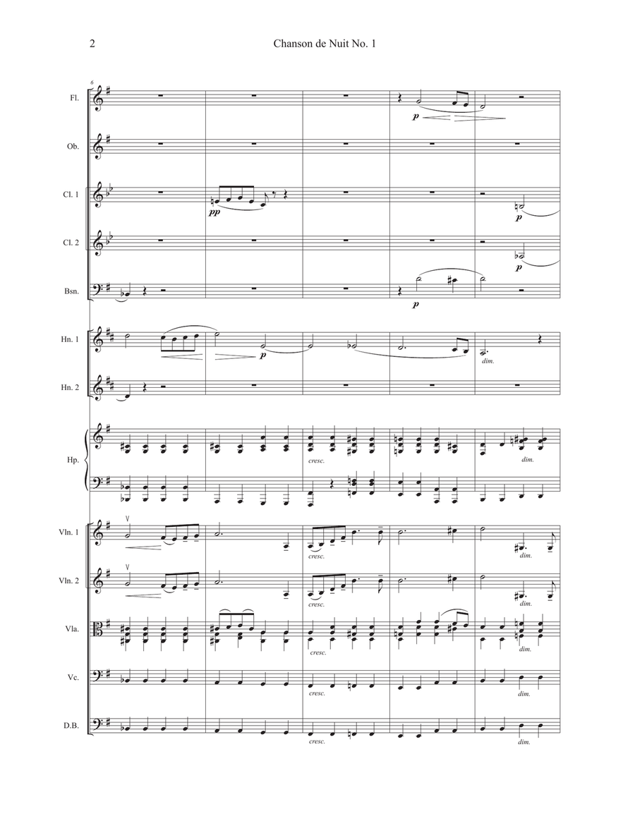 Chanson Op. 15, No.1 de Nuit & No. 2 de Matin Full Orchestra scores gallery preview page 5