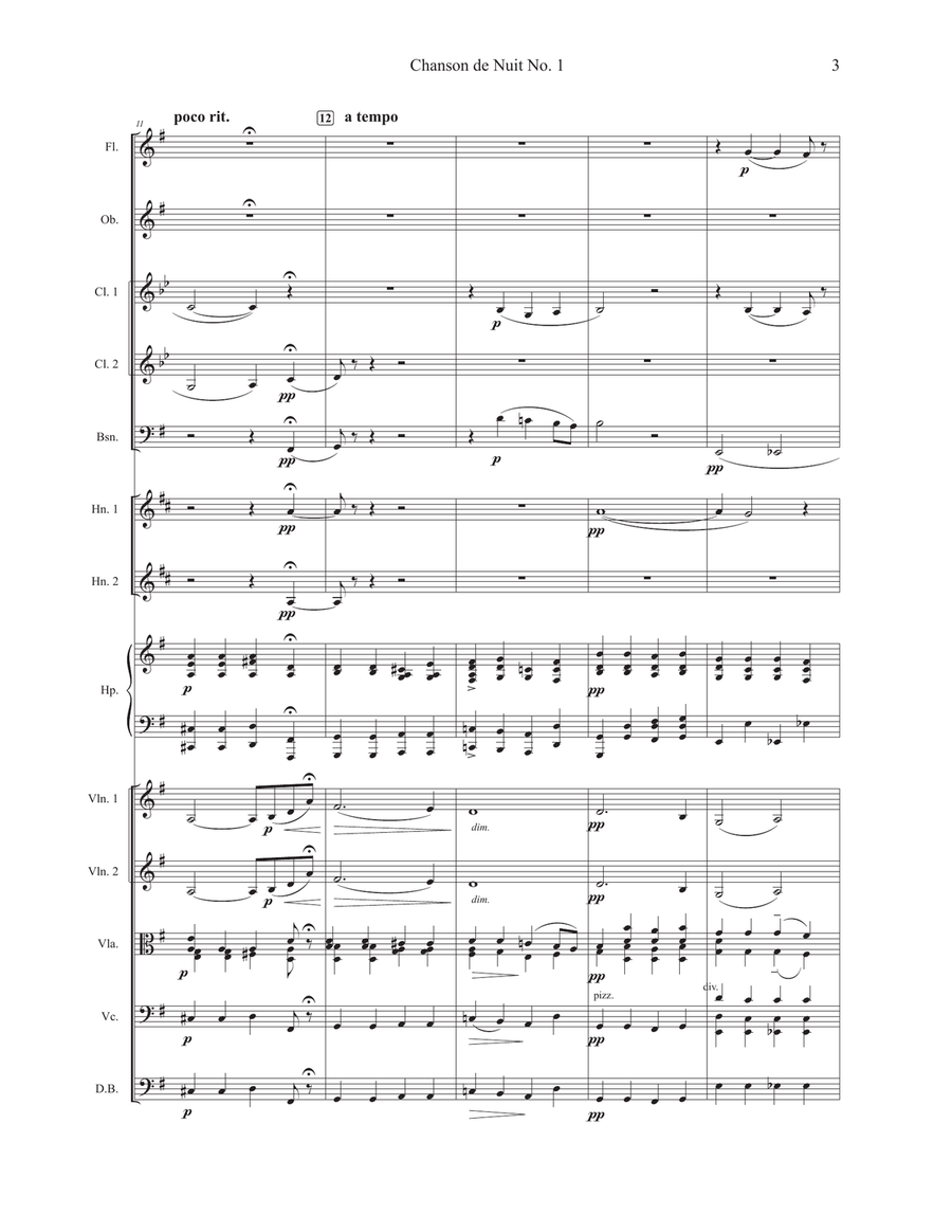 Chanson Op. 15, No.1 de Nuit & No. 2 de Matin Full Orchestra scores gallery preview page 6