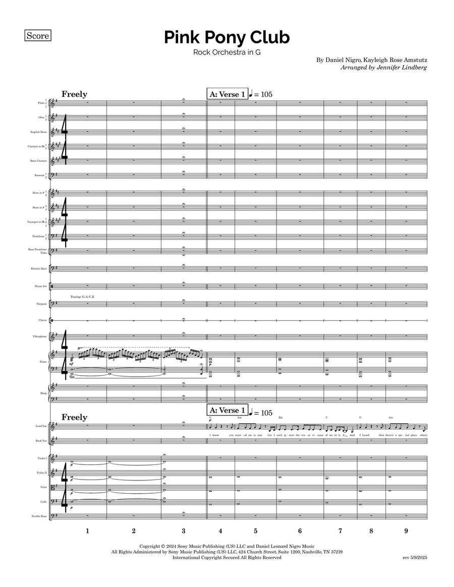 Pink Pony Club Full Orchestra scores gallery preview page 1