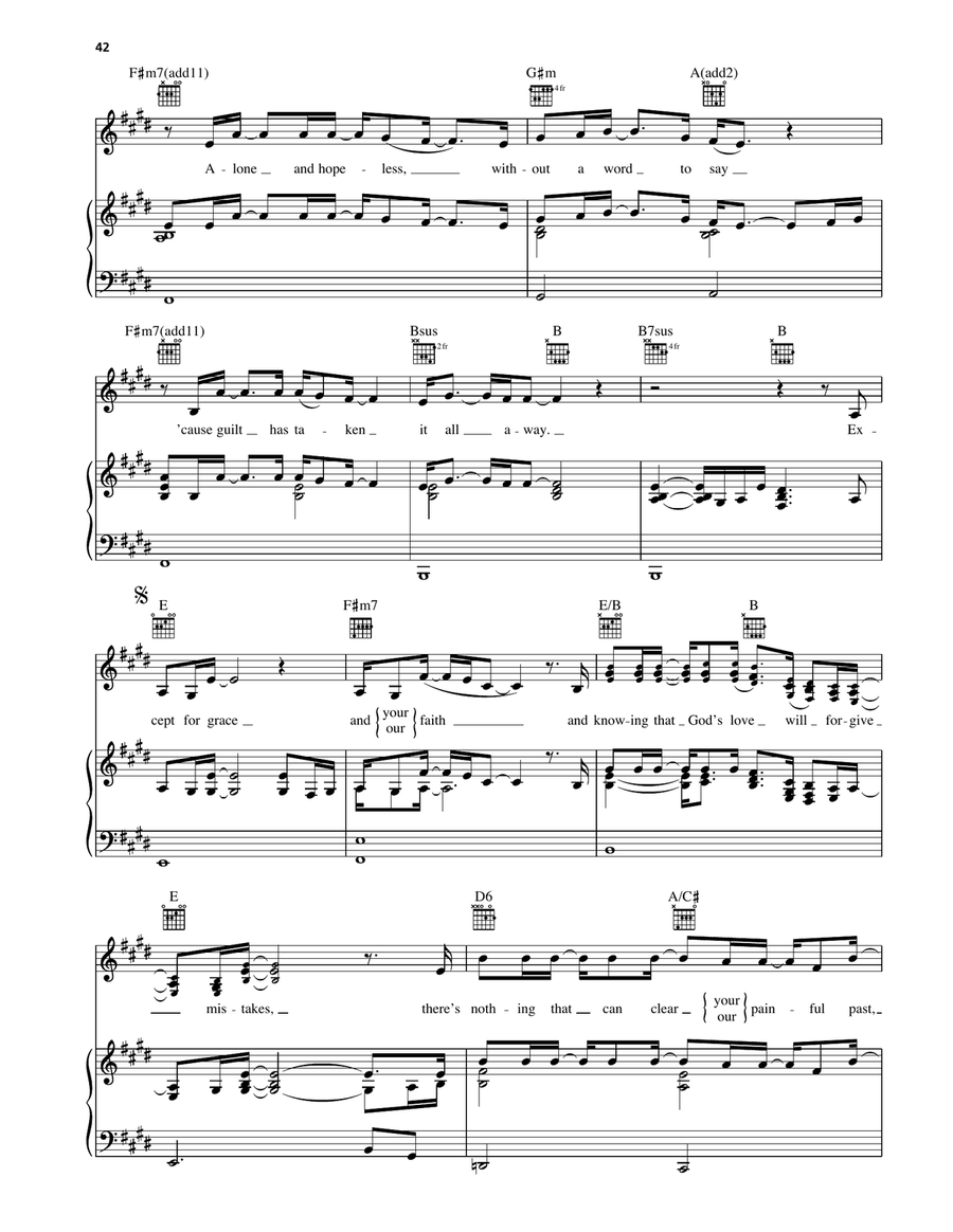 Except For Grace Except For Grace Piano, Vocal, Guitar scores gallery preview page 2