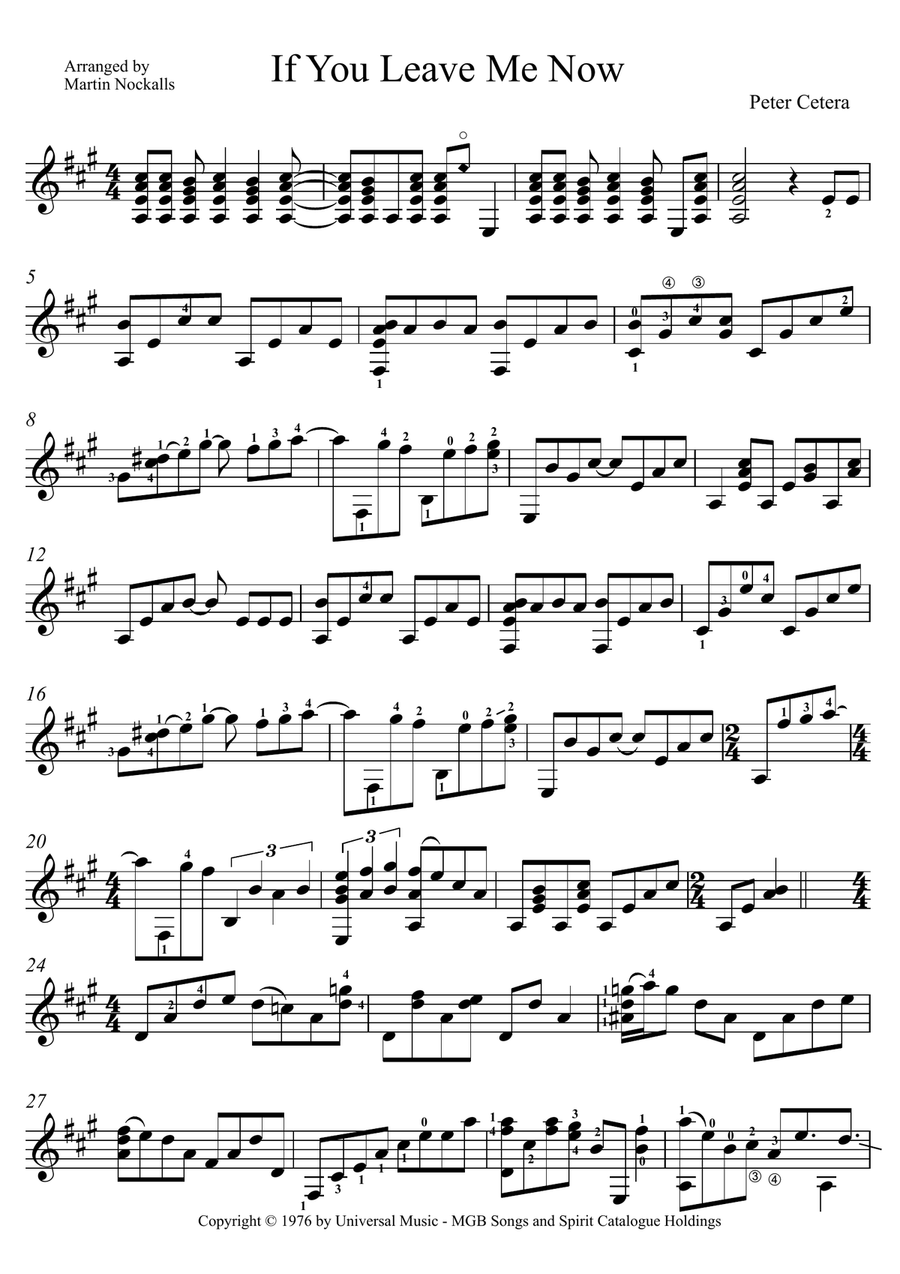 If You Leave Me Now If You Leave Me Now Classical Guitar scores gallery preview page 1