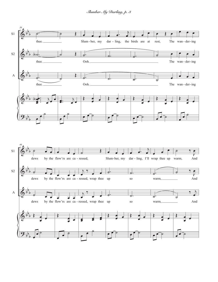 Slumber My Darling for SSA plus Piano SSA scores gallery preview page 3