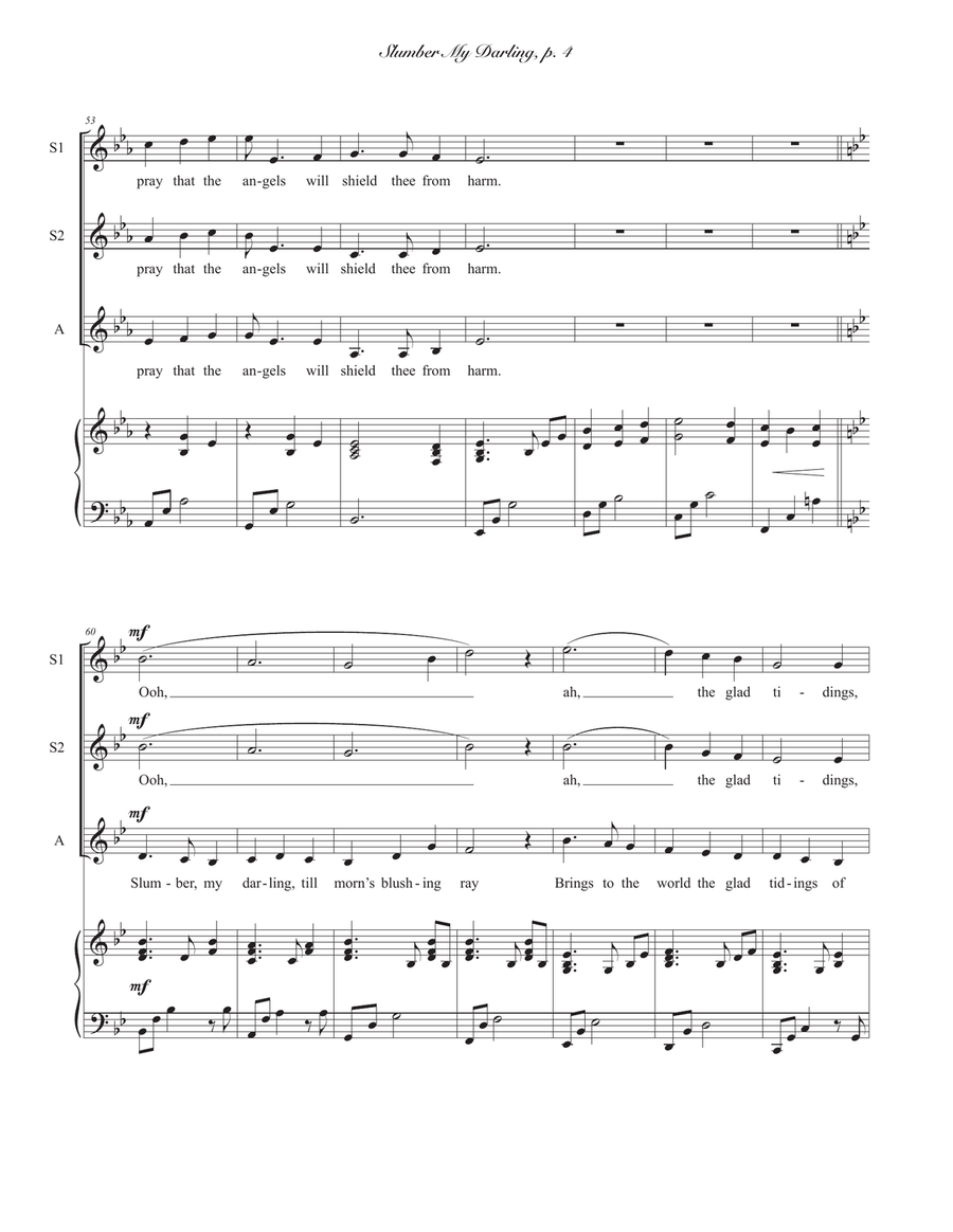 Slumber My Darling for SSA plus Piano SSA scores gallery preview page 4