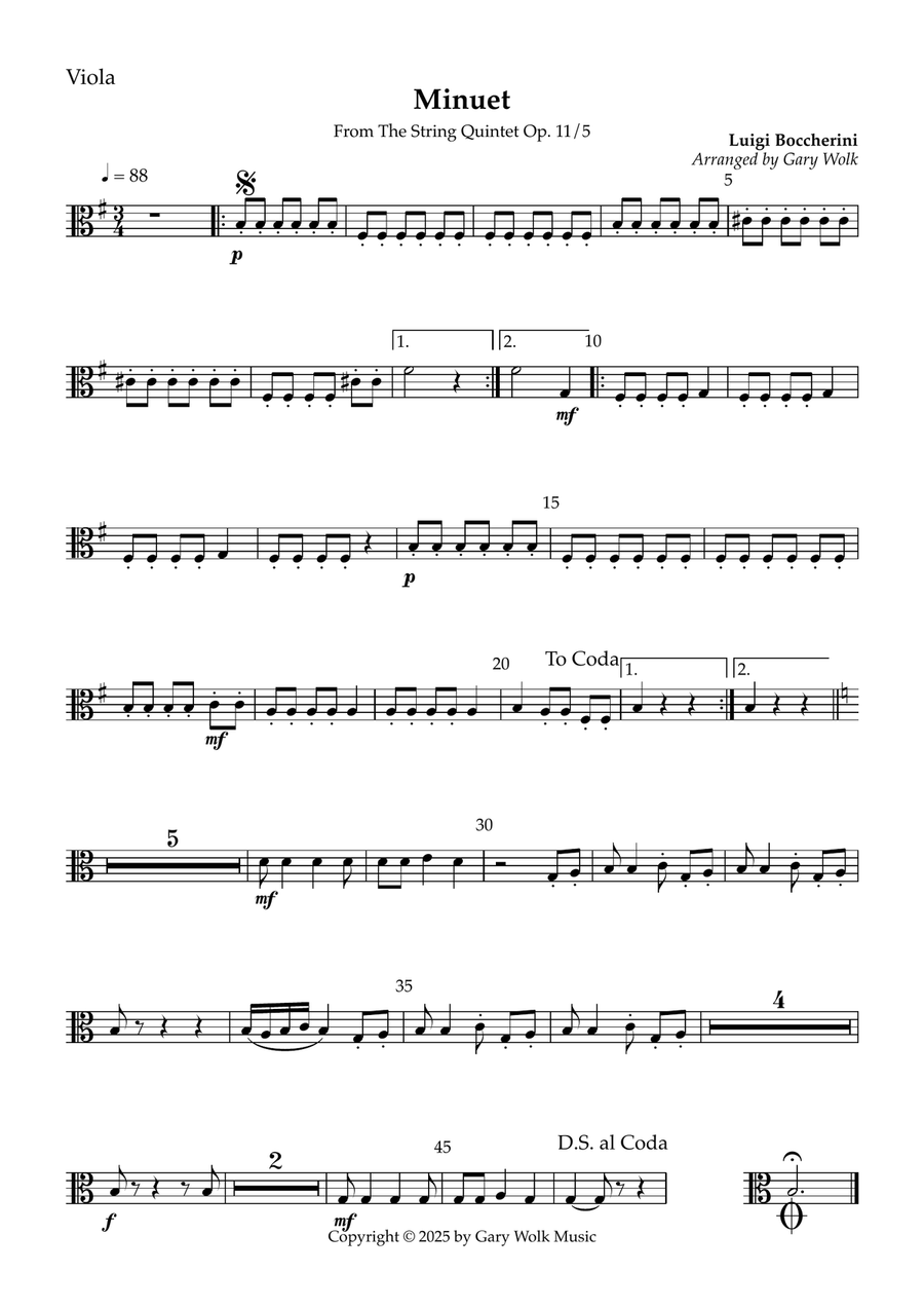 Minuet from String Quintet Op. 11/5 String Quartet scores gallery preview page 4