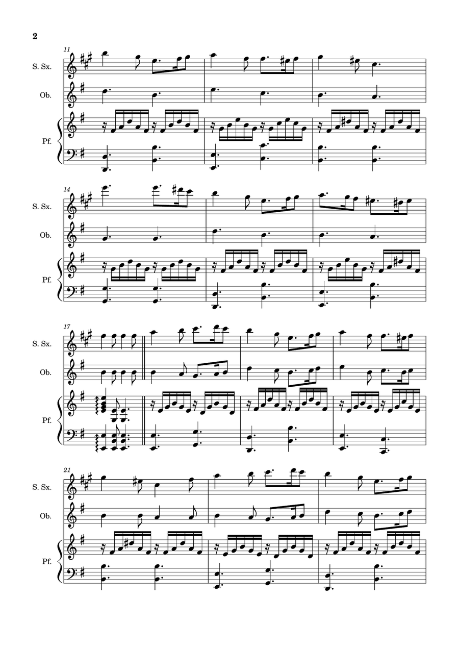 Greensleeves - S. Sax., Oboe and Piano. Score and Parts. Small Ensemble scores gallery preview page 2