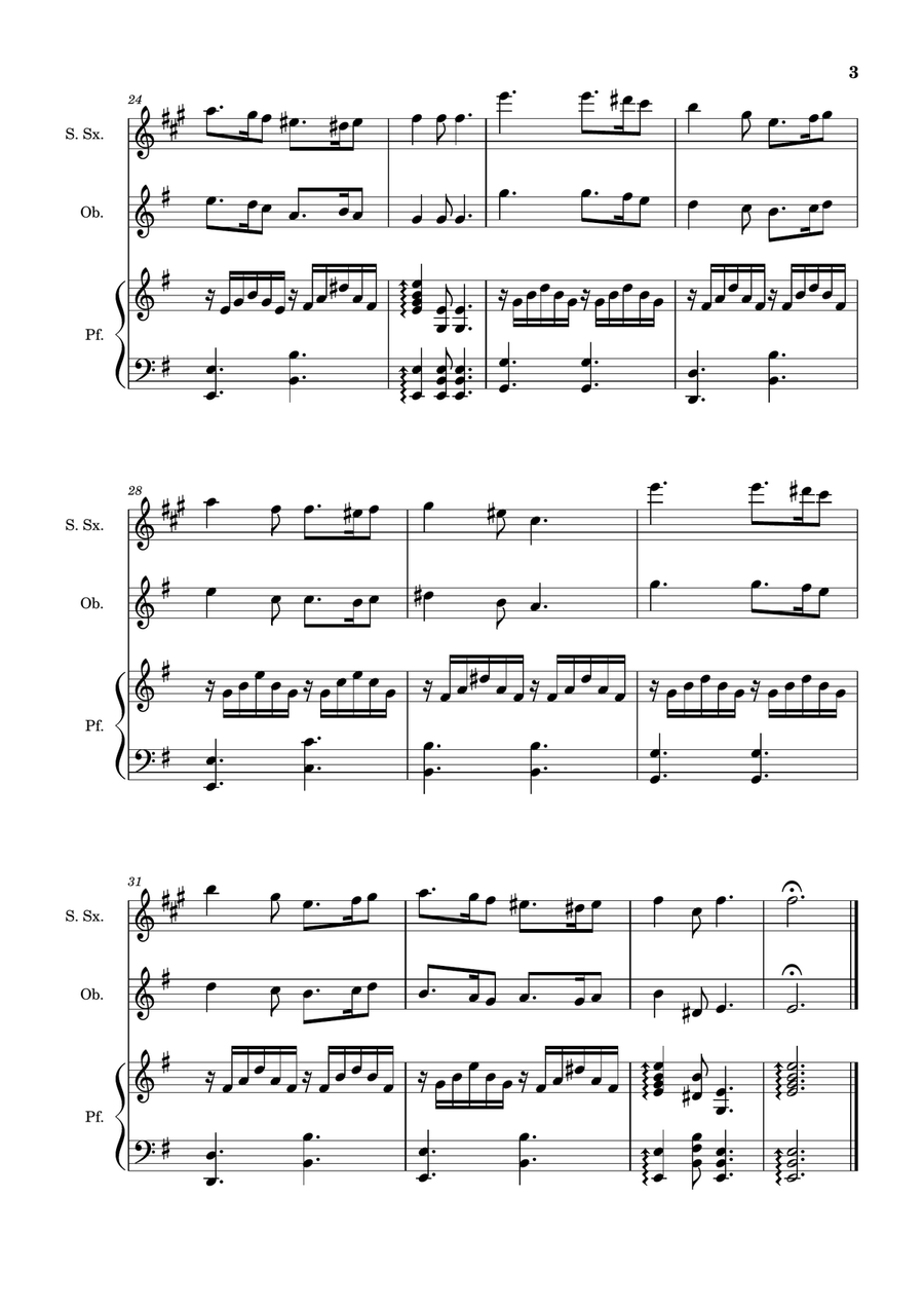 Greensleeves - S. Sax., Oboe and Piano. Score and Parts. Small Ensemble scores gallery preview page 3