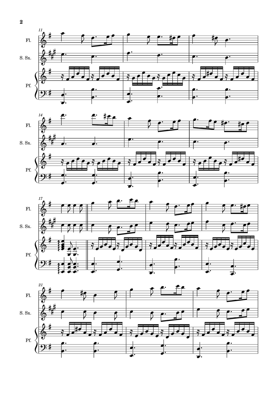 Greensleeves - S. Sax., Flute and Piano. Score and Parts. Small Ensemble scores gallery preview page 2